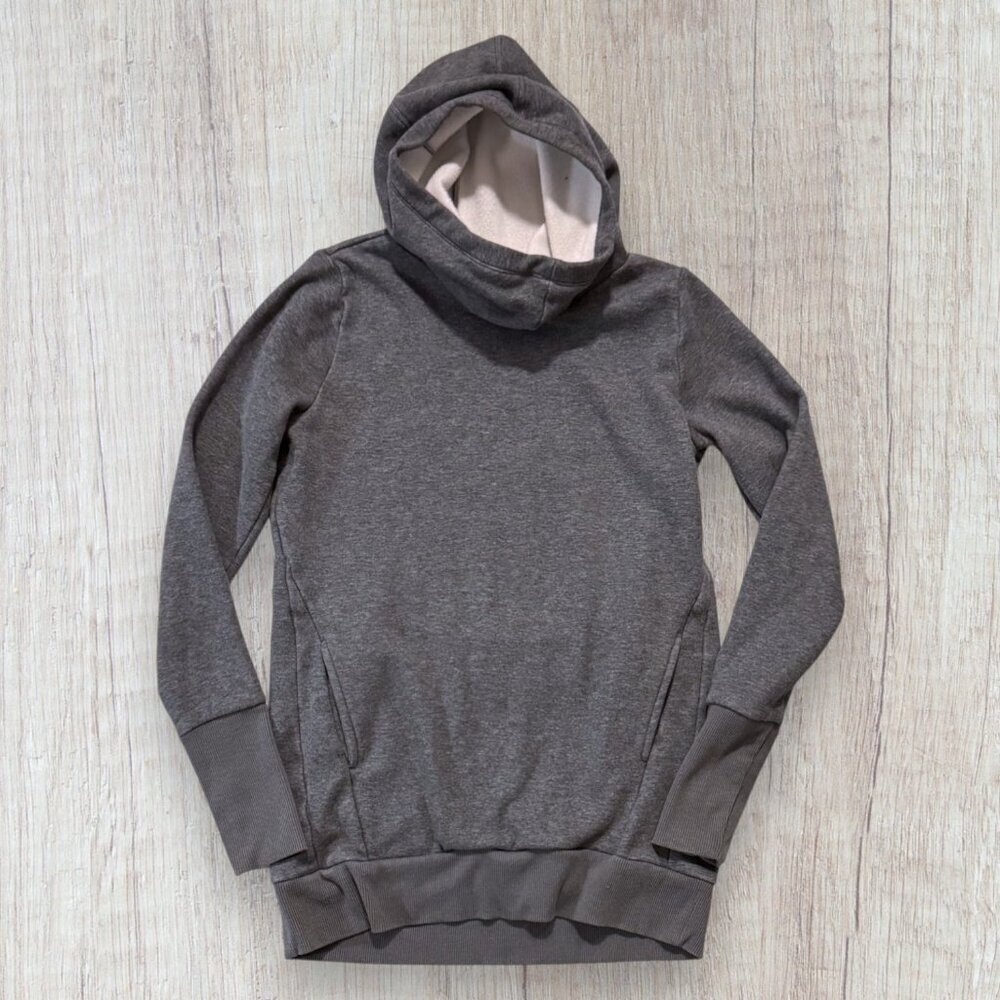 Fabletics Charcoal Gray Cowl Neck Fleece Hoodie Pullover XS